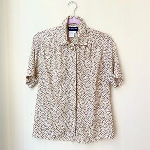 Vintage Silky Floral Button Up Blouse